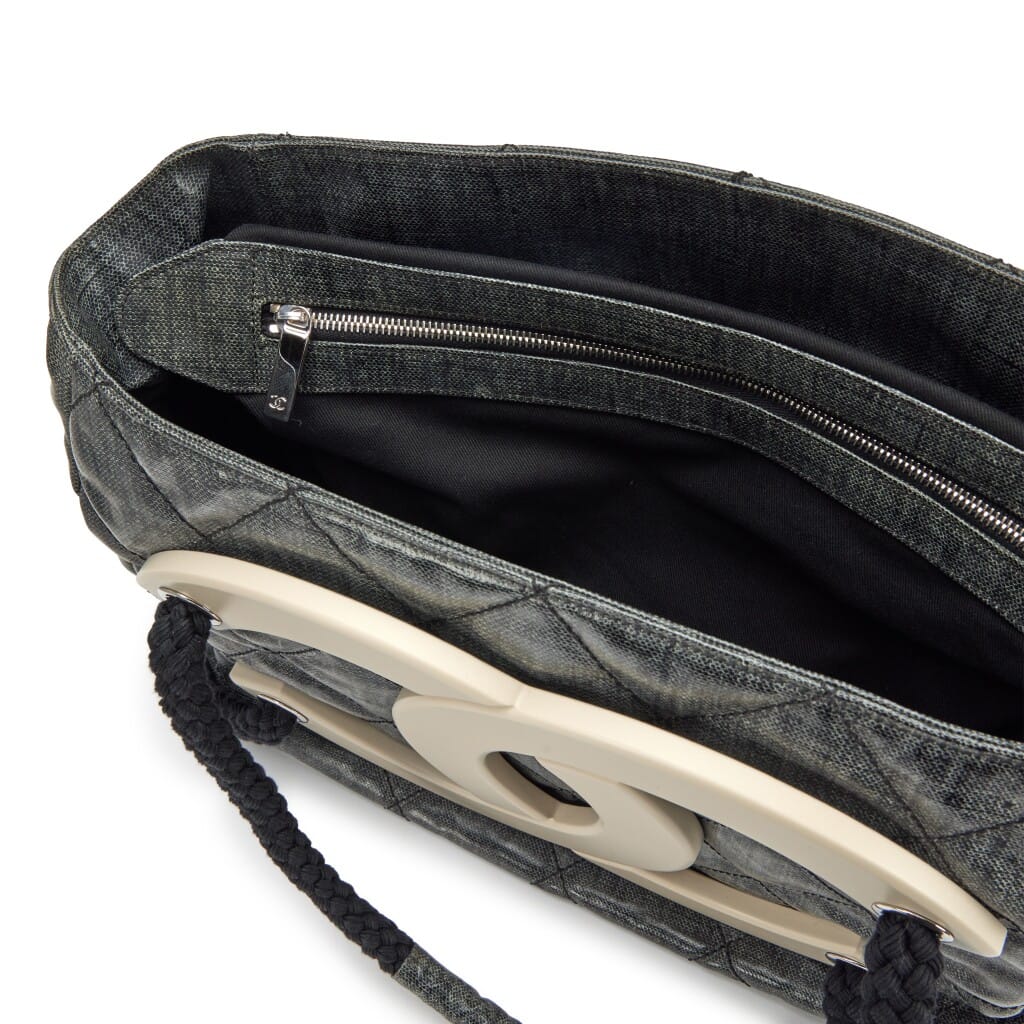 Grey Quilted Coated Canvas Large CC limited Edition Cruise Yacht Collection Tote Silver Hardware, 2008