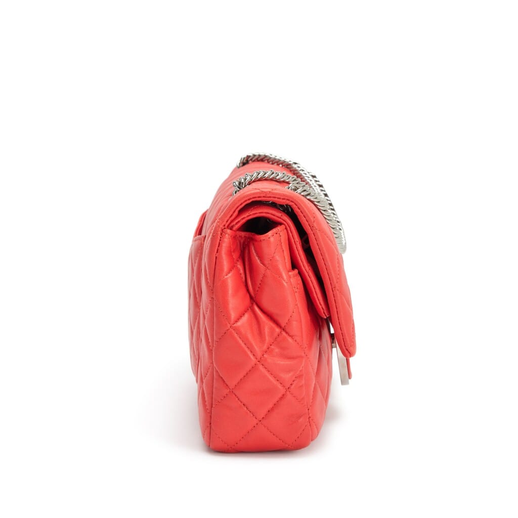 Coral Red Quilted Lambskin Icons Secret Label Double Flap Bag Silver Hardware, 2006-2008