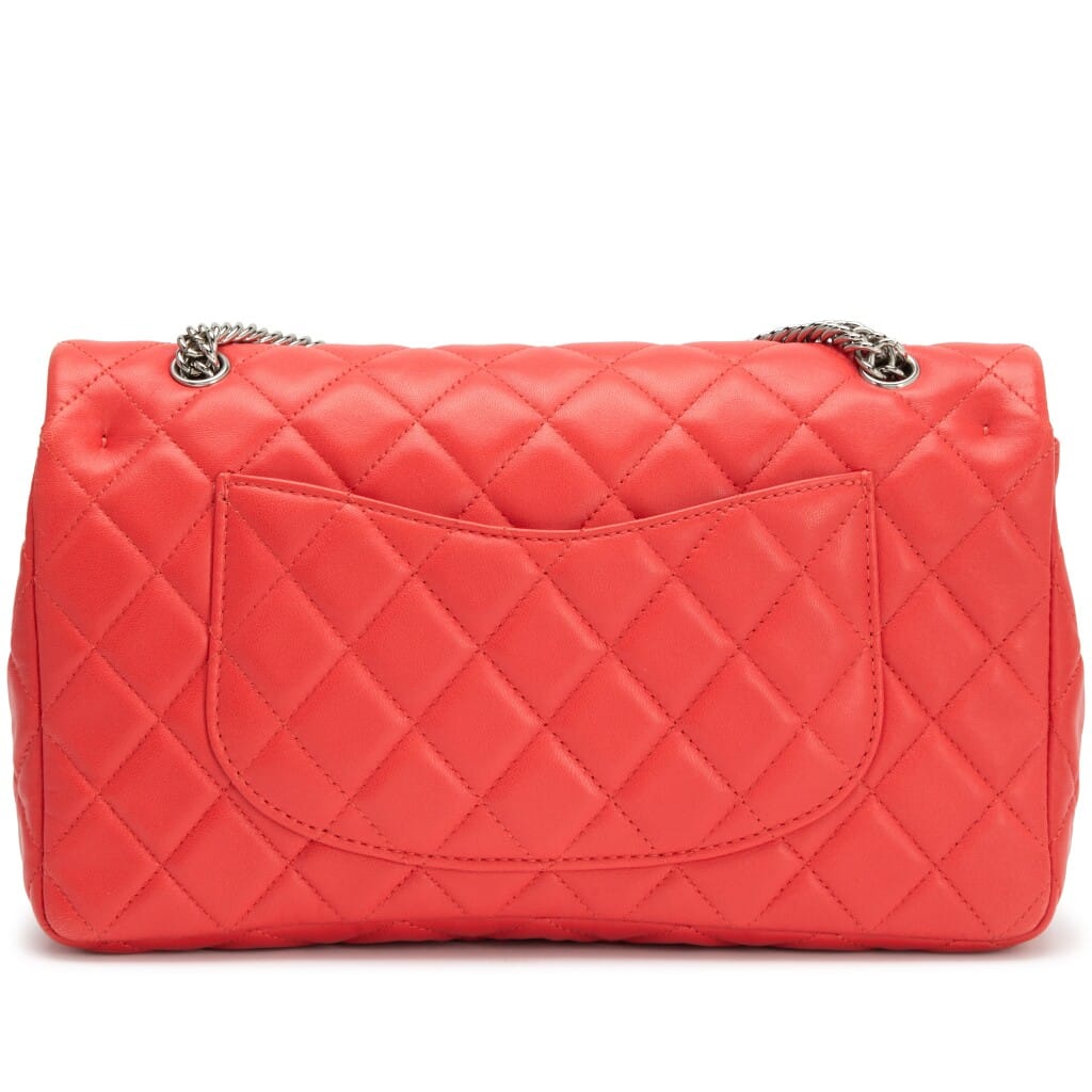 Coral Red Quilted Lambskin Icons Secret Label Double Flap Bag Silver Hardware, 2006-2008