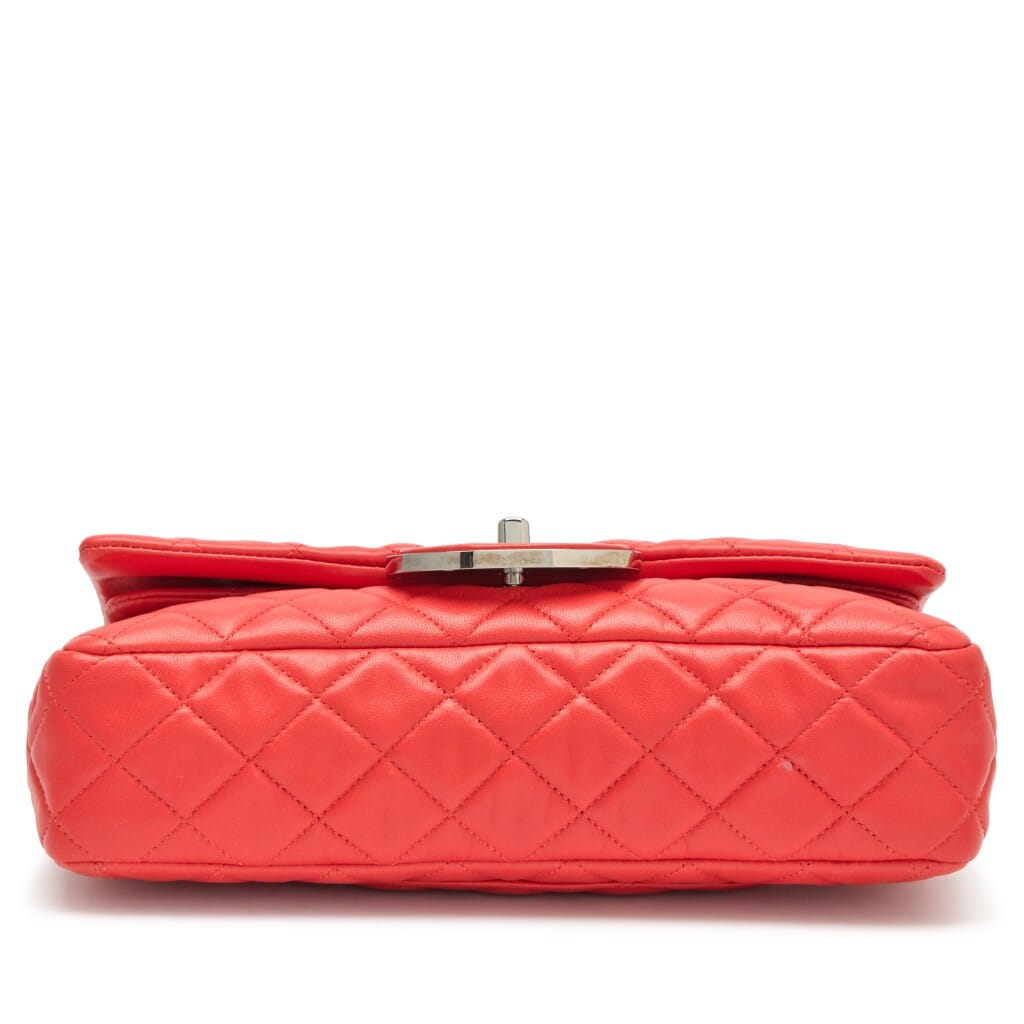 Coral Red Quilted Lambskin Icons Secret Label Double Flap Bag Silver Hardware, 2006-2008