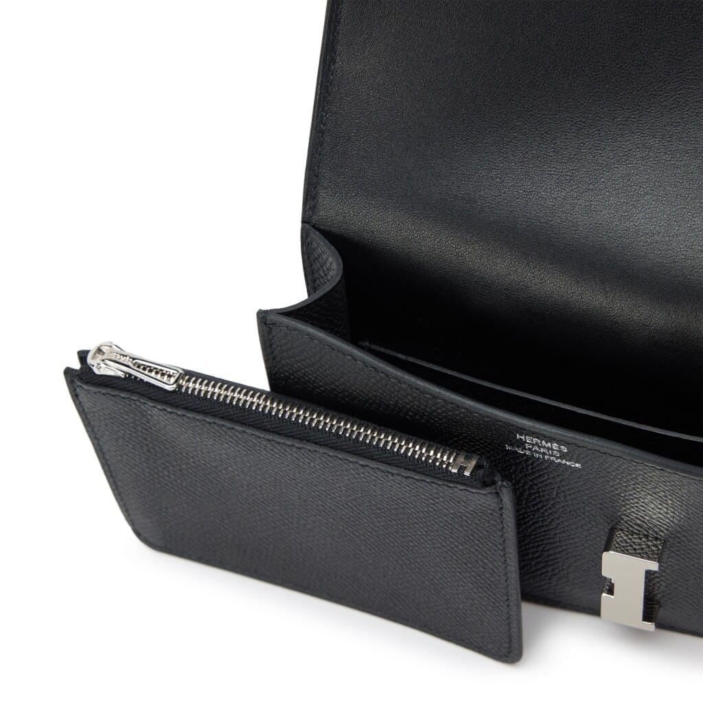 Black Epsom Constance Slim Wallet Palladium Hardware, 2024