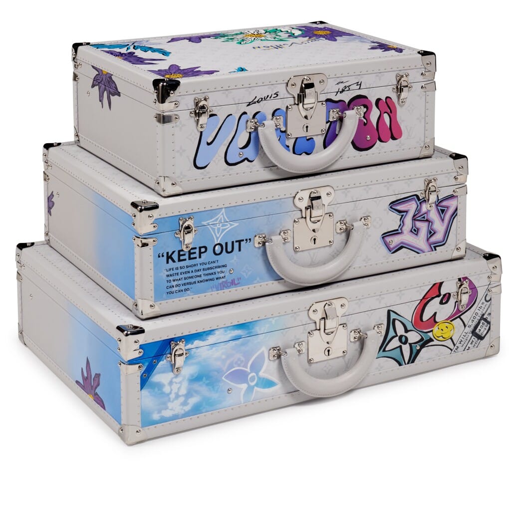 Set of Three Limited Edition Optic White Trunks Customized by Ariana Pacino, 2023