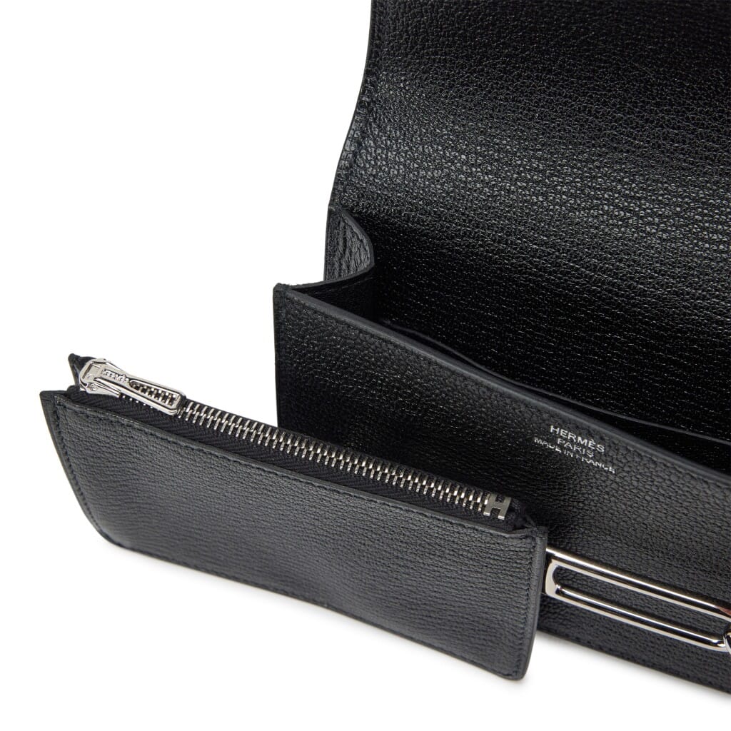 Black Chèvre Mysore Roulis Slim Wallet Palladium Hardware, 2021