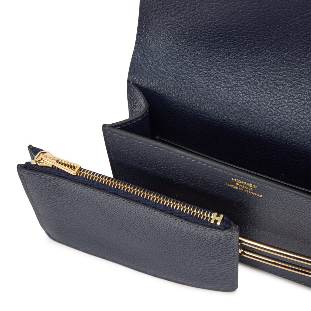 Bleu Nuit Evercolor Roulis Slim Wallet Permabrass Hardware, 2020