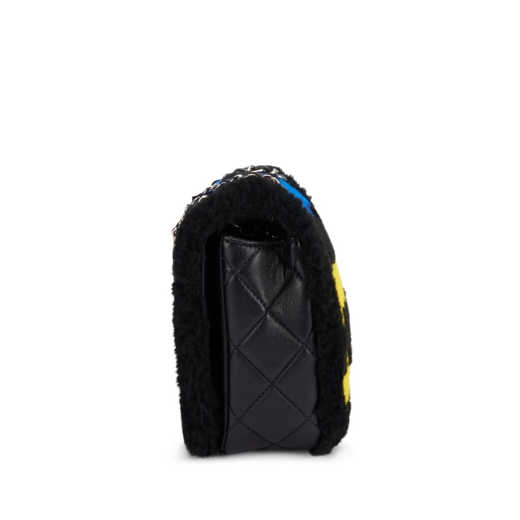 Black Lambskin and Patchwork Shearling No. 5 Pop Art Flap Bag Silver Hardware, 2014