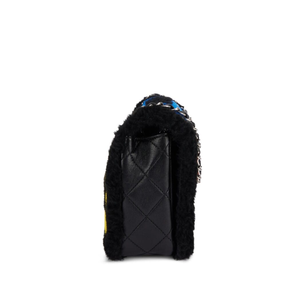 Black Lambskin and Patchwork Shearling No. 5 Pop Art Flap Bag Silver Hardware, 2014