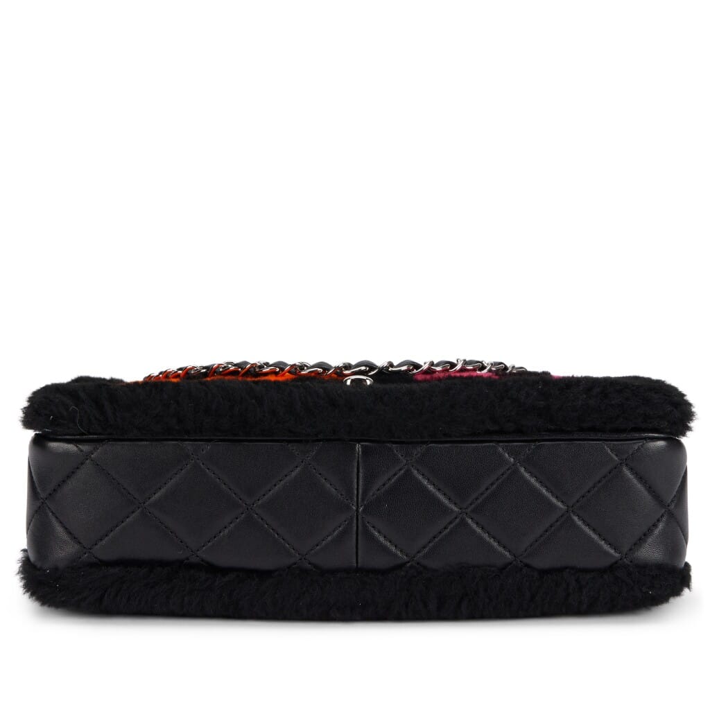 Black Lambskin and Patchwork Shearling No. 5 Pop Art Flap Bag Silver Hardware, 2014