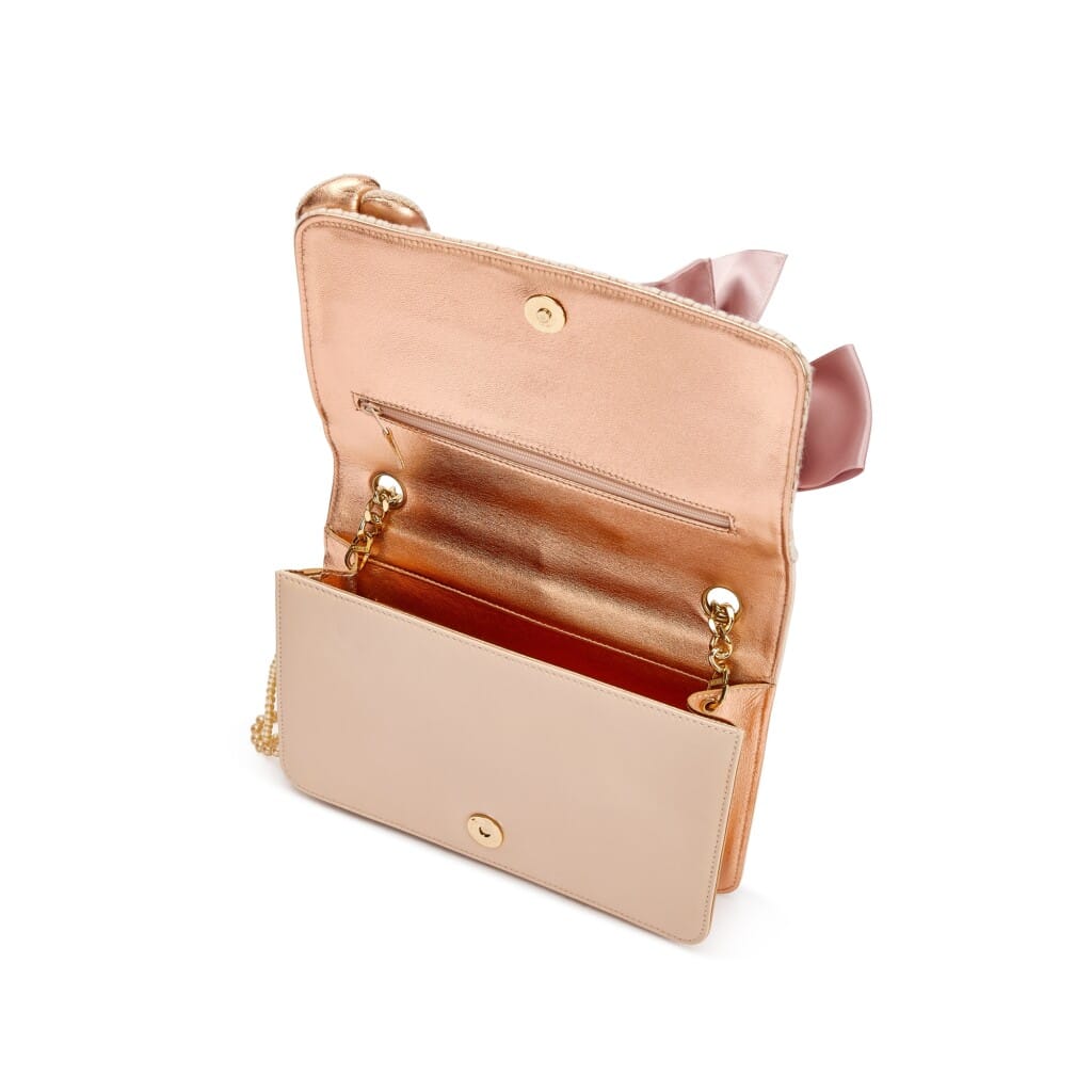 Beige and Pink Lambskin, Tweed, Imitation Pearl, Ribbon and Camellia Flap Bag Gold Hardware, 2002-03