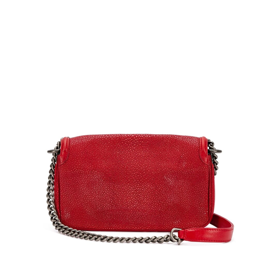 Red Galuchat Stingray and Calfskin Boy Clutch Ruthenium Hardware, 2012-13
