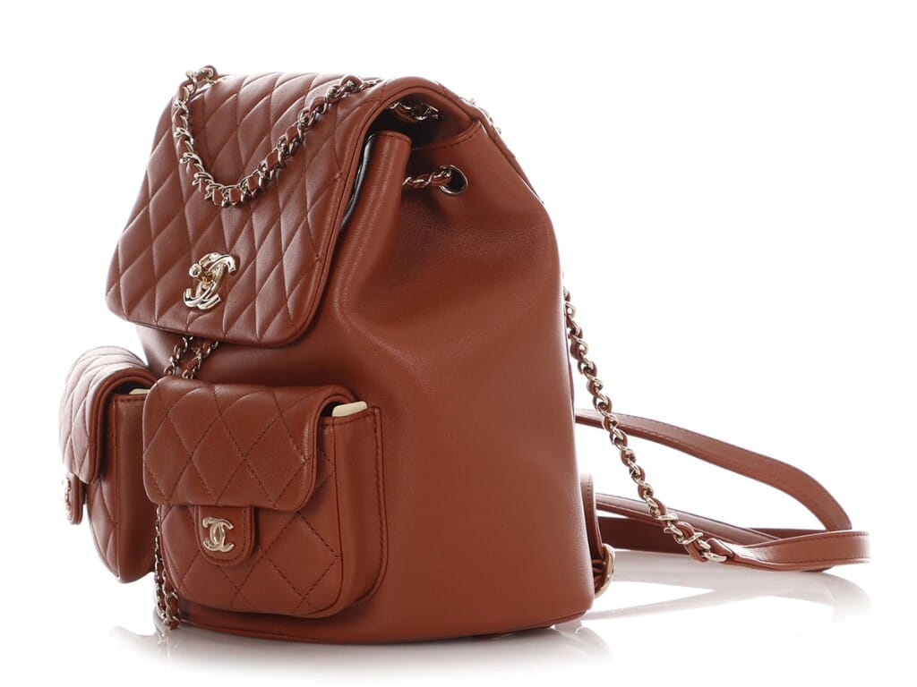 Light Brown Quilted Grained Calfskin Medium Duma Backpack Gold Hardware, 2023