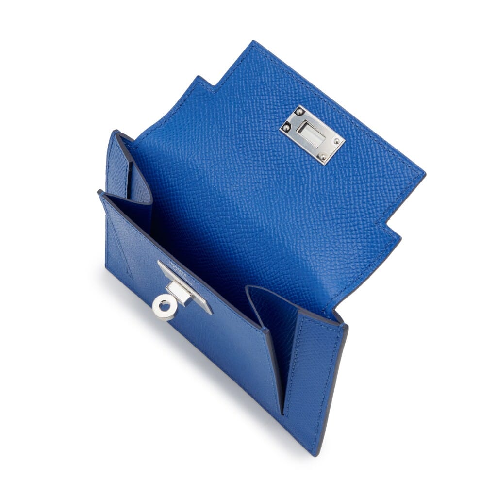 Bleu France Epsom Kelly Pocket Compact Wallet Palladium Hardware, 2022