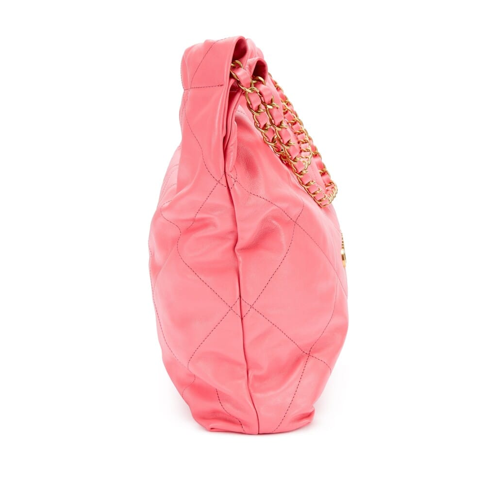 Pink Quilted Calfskin Small Chanel 22 Brushed Gold Hardware