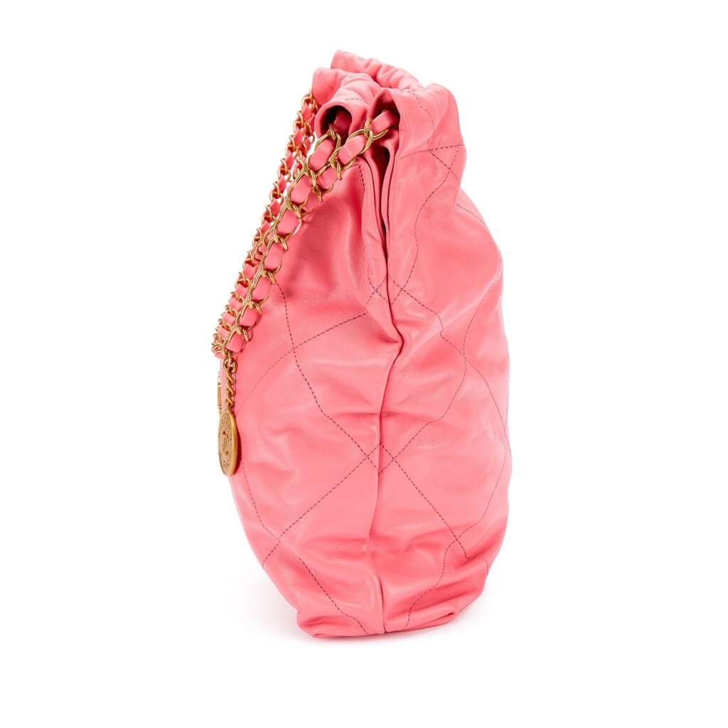 Pink Quilted Calfskin Small Chanel 22 Brushed Gold Hardware