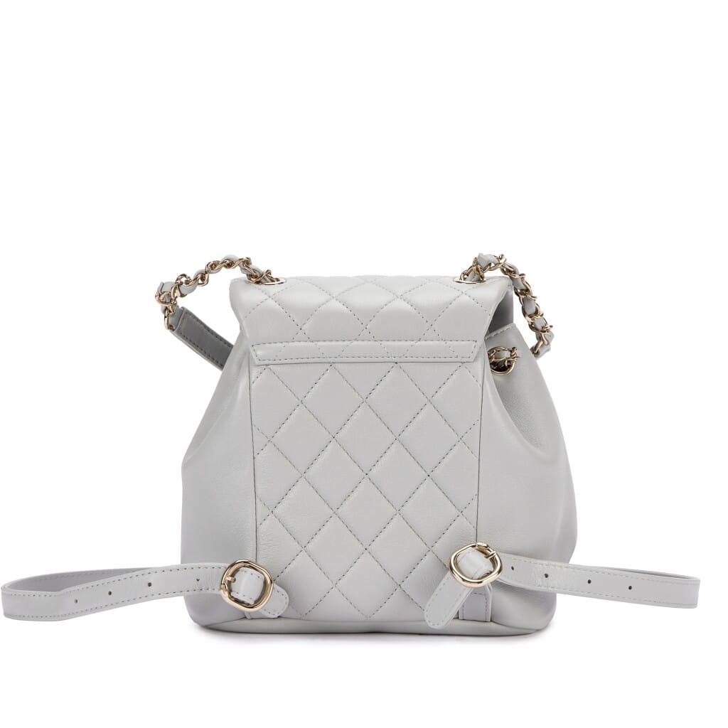 Light Blue Quilted Calfskin Duma Backpack Pale Gold Hardware