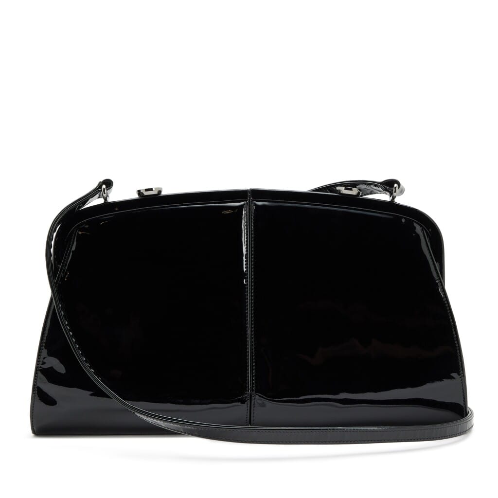 Black Patent Double Split Frame Bag Ruthenium Hardware, 2007