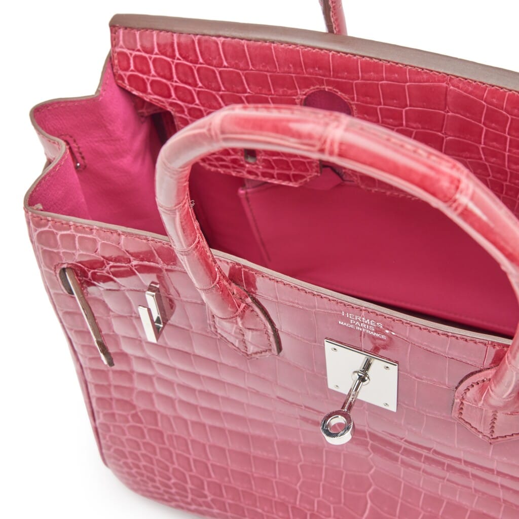 Fuschia Shiny Niloticus Crocodile Birkin 30 Palladium Hardware, 2011