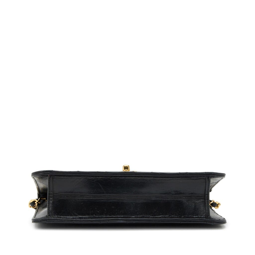 Black Quilted Lambskin CC Turn Lock Mini Briefcase Bag Gold Hardware, 1986-1988