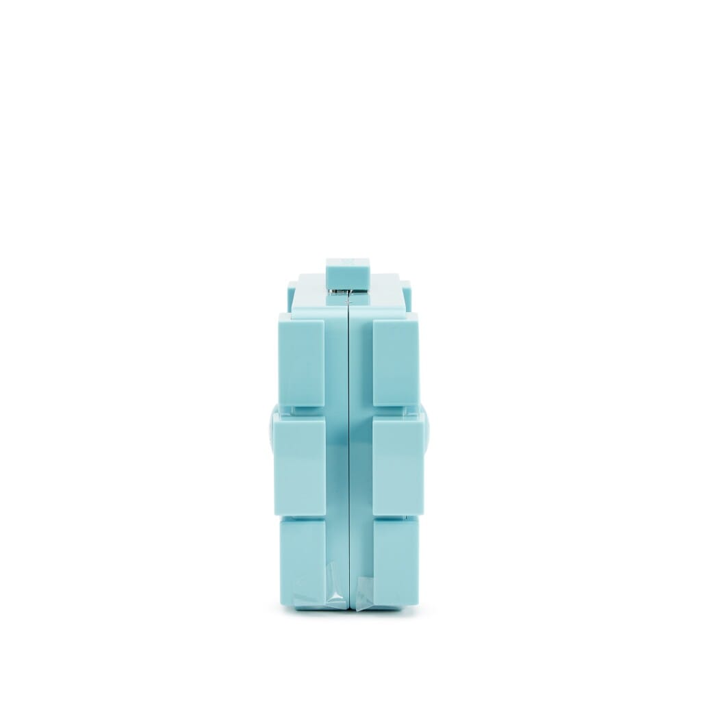 Light Baby Blue Plexiglass Supermarket Boy Brick Lego Minaudière Clutch Silver Hardware, 2014