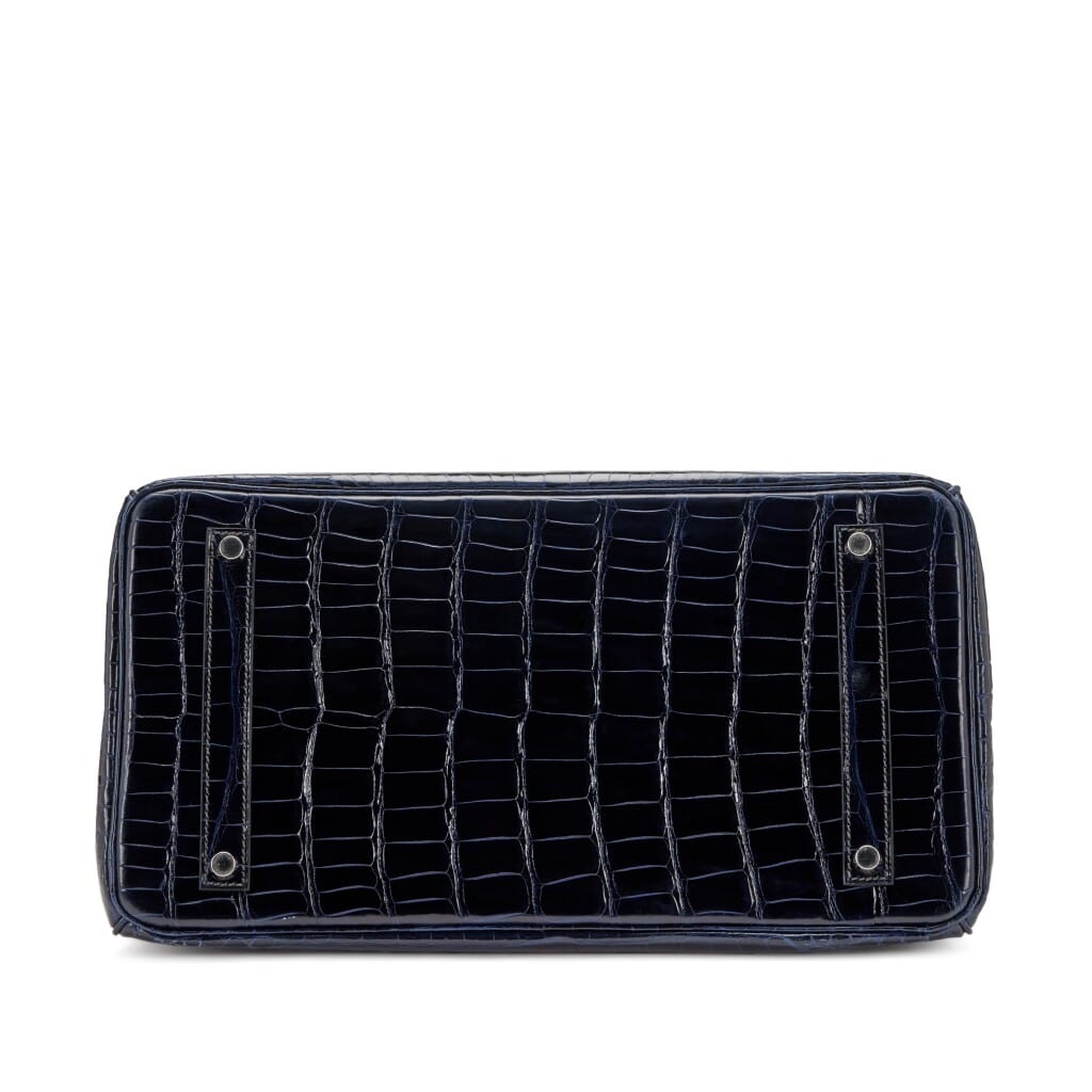 Bleu Marine Shiny Porosus Crocodile Birkin 35 Palladium Hardware, 2013