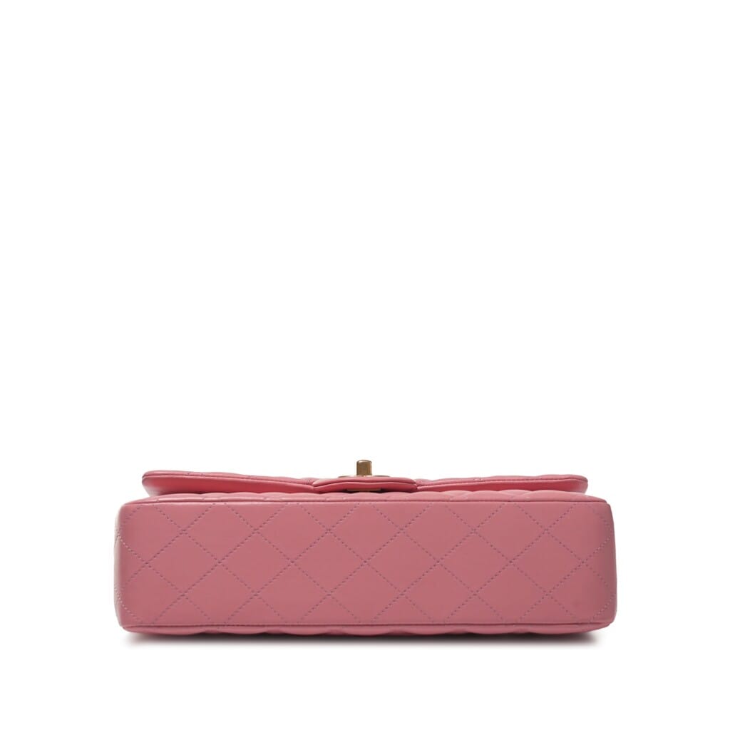 Pink Quilted Lambskin Medium Timeless Double Flap Bag Aged Gold Hardware, 2019