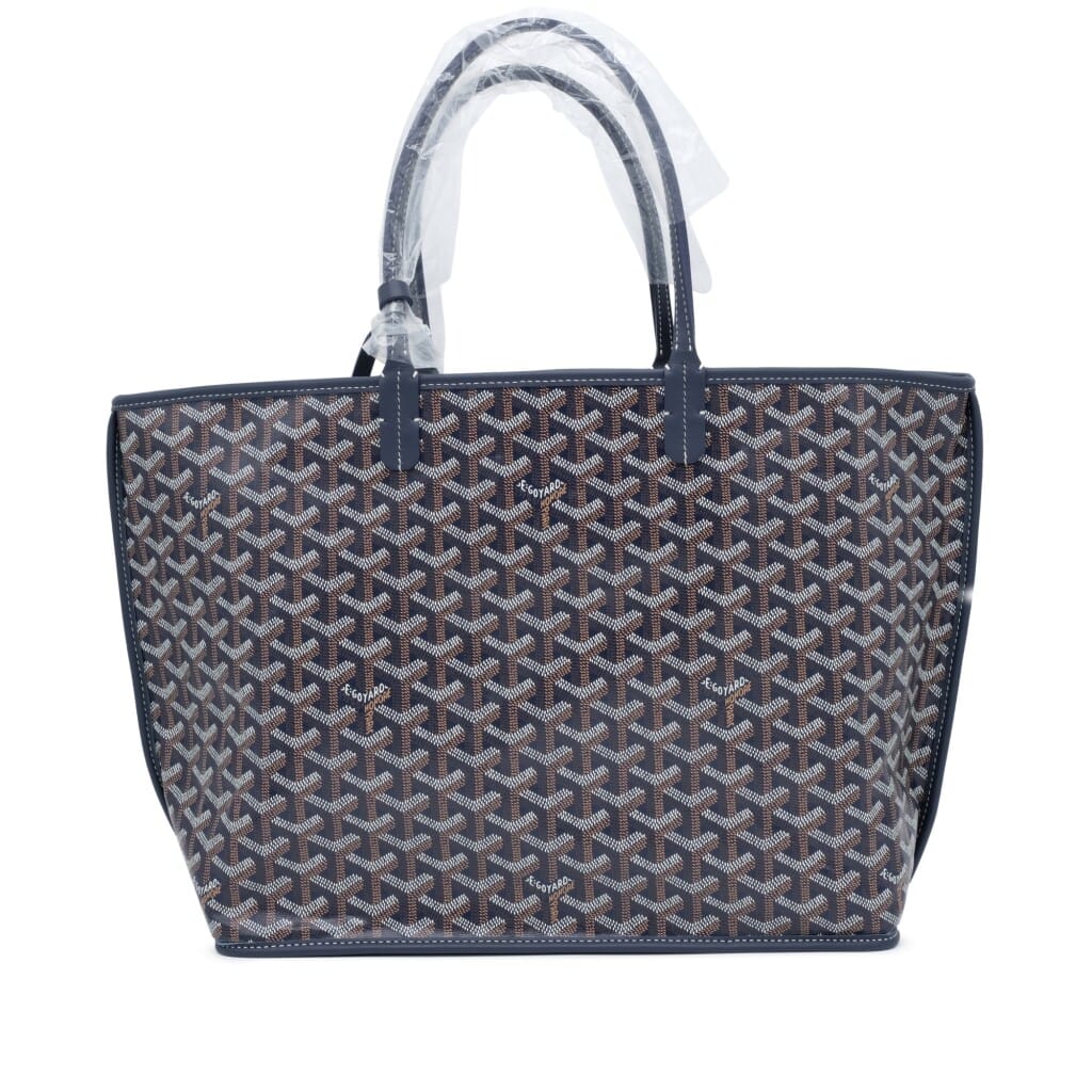 Navy Goyardine Canvas and Chevroches Calfskin Seahorse Embroidery Anjou PM Tote, 2024