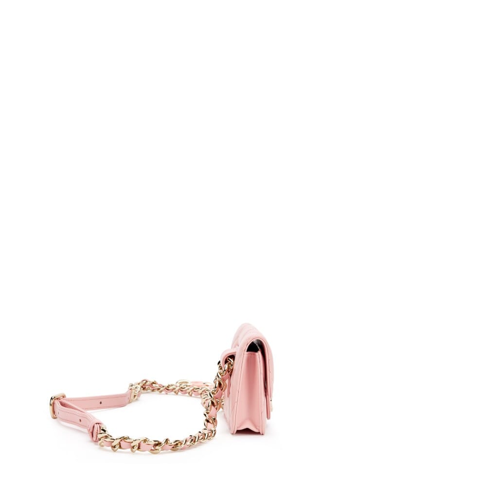 Pink Quilted Lambskin Elegant Chain Belt Bag Gold Hardware, 2021-2022