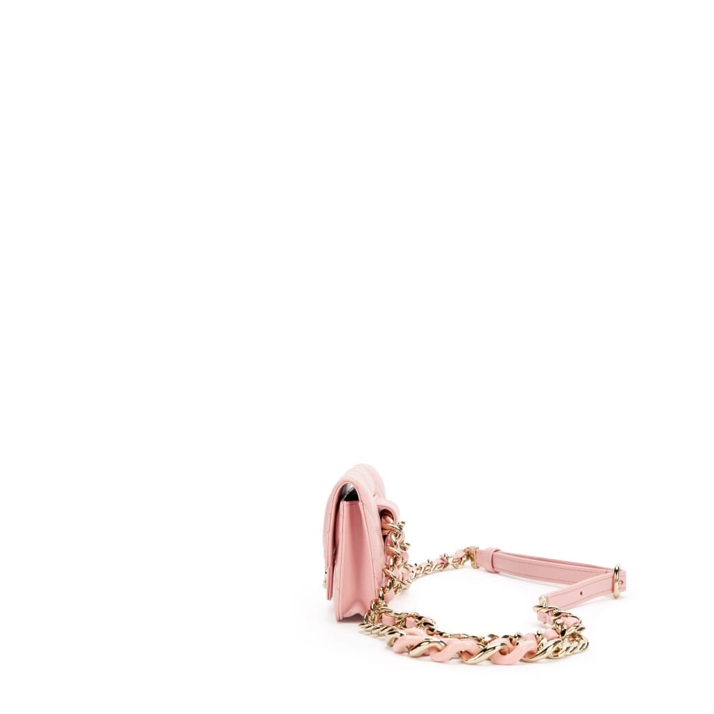 Pink Quilted Lambskin Elegant Chain Belt Bag Gold Hardware, 2021-2022