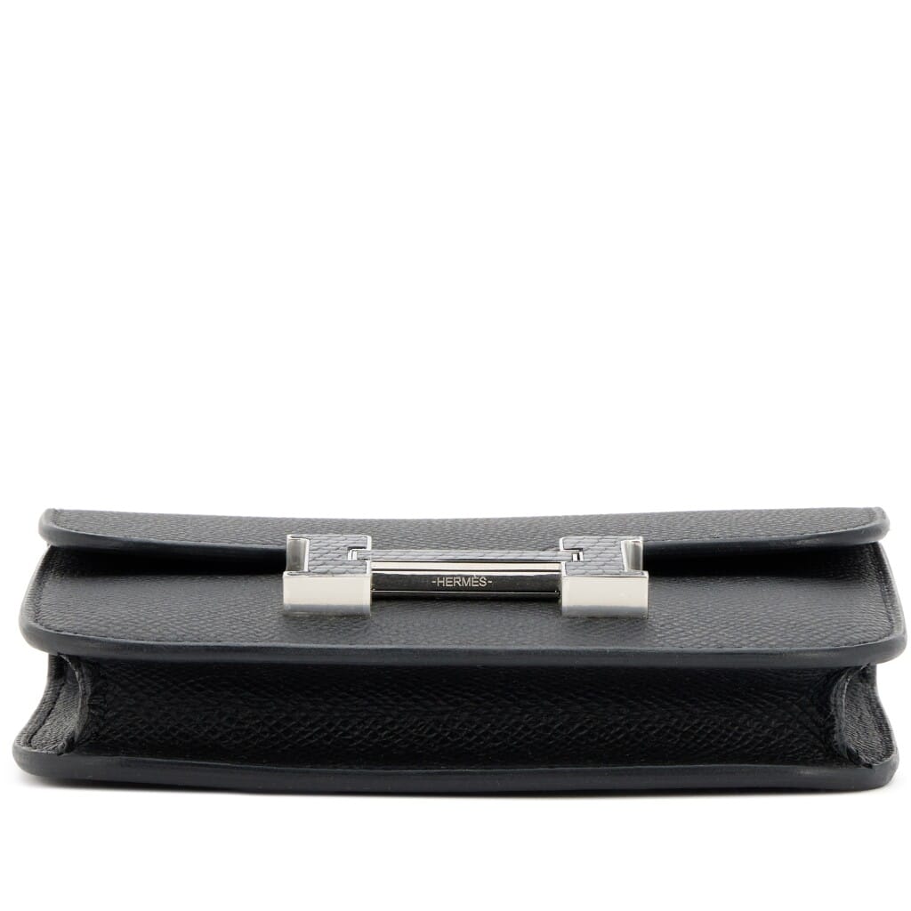 Black Epsom Constance Slim Wallet with Lizard and Palladium Hardware, 2024