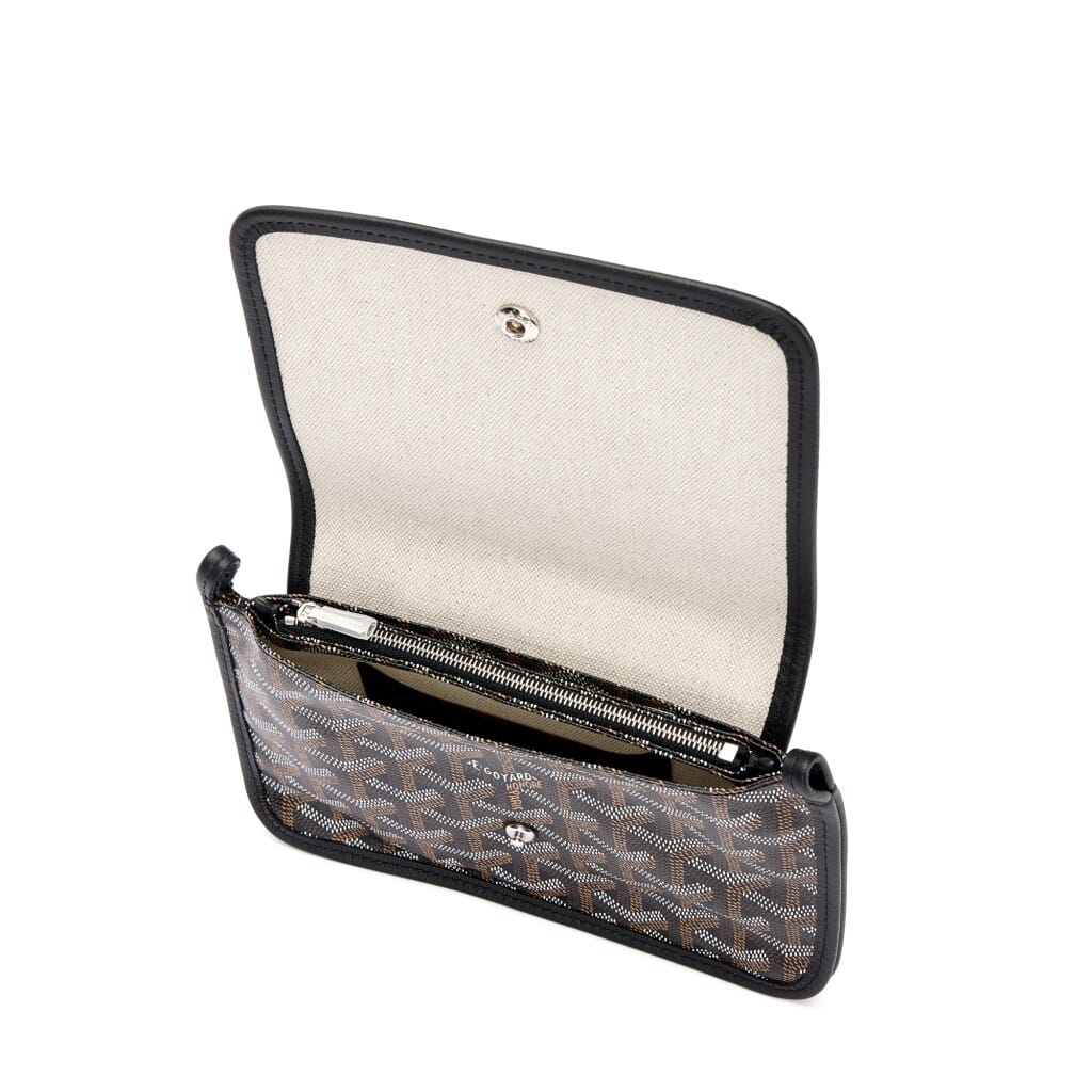 Black Goyardine Canvas and Chevroches Calfskin Plumet Pocket Wallet