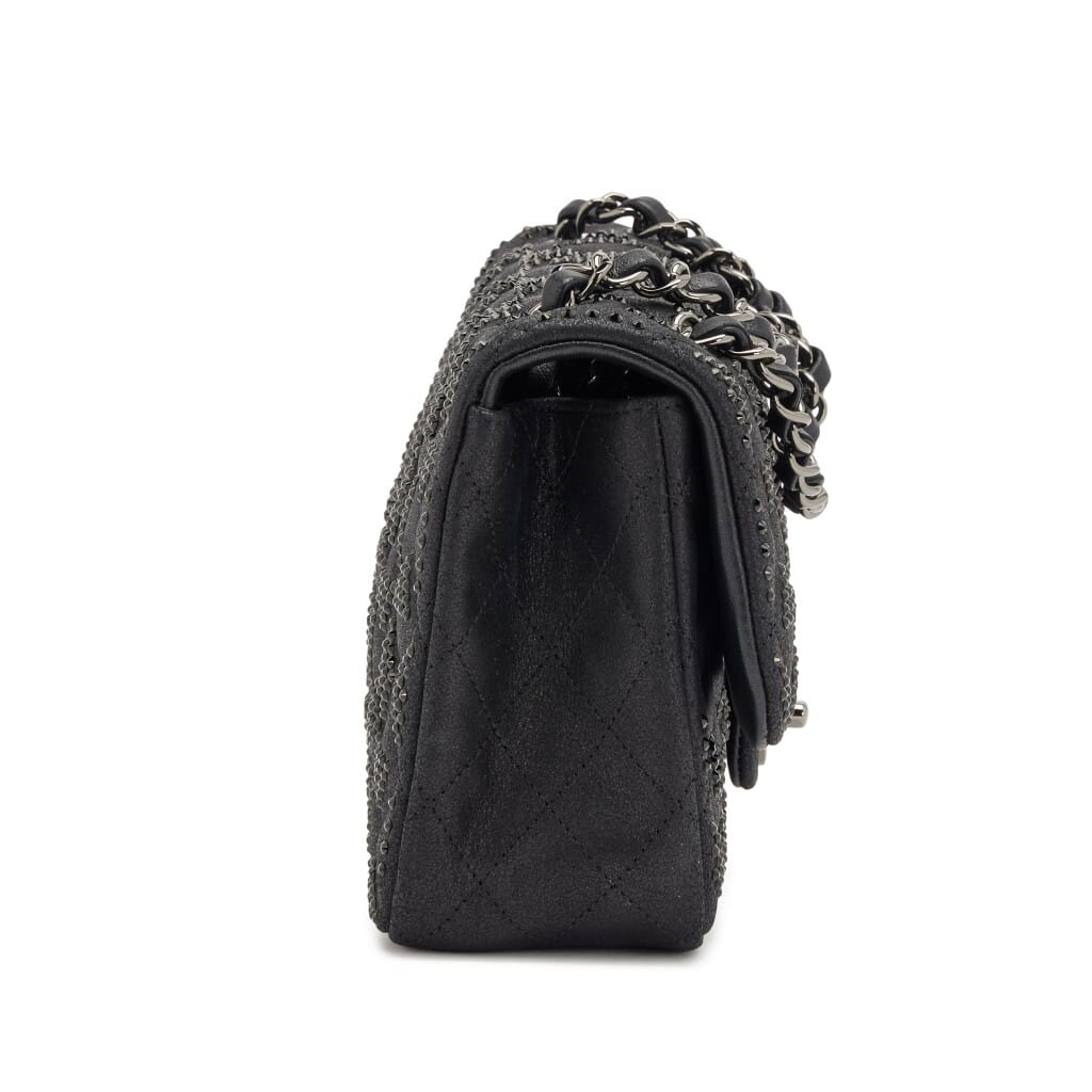Multicolor Iridescent Crystal Strass and Black Quilted Goatskin Mini Classic Single Flap Ruthenium Hardware, 2015-2016