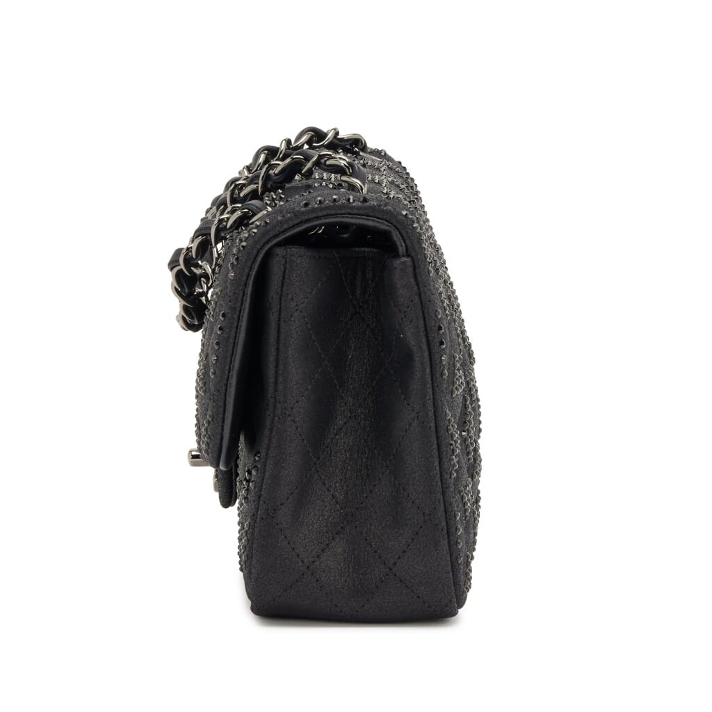 Multicolor Iridescent Crystal Strass and Black Quilted Goatskin Mini Classic Single Flap Ruthenium Hardware, 2015-2016