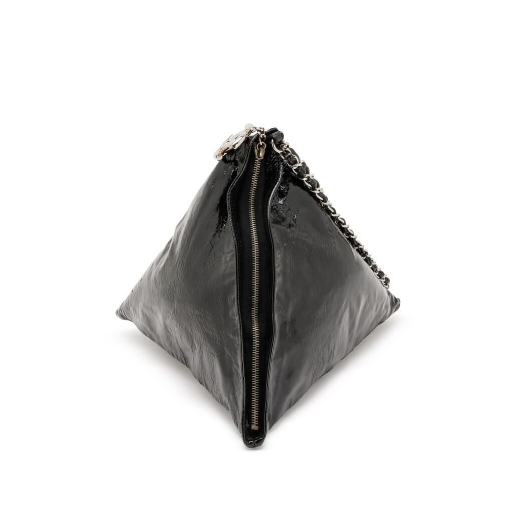 Black Patent Leather Bon Bon Pyramid Clutch Silver Hardware, 2008-2009