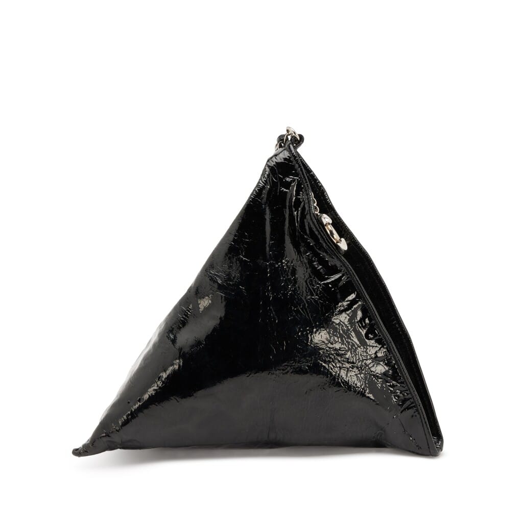 Black Patent Leather Bon Bon Pyramid Clutch Silver Hardware, 2008-2009