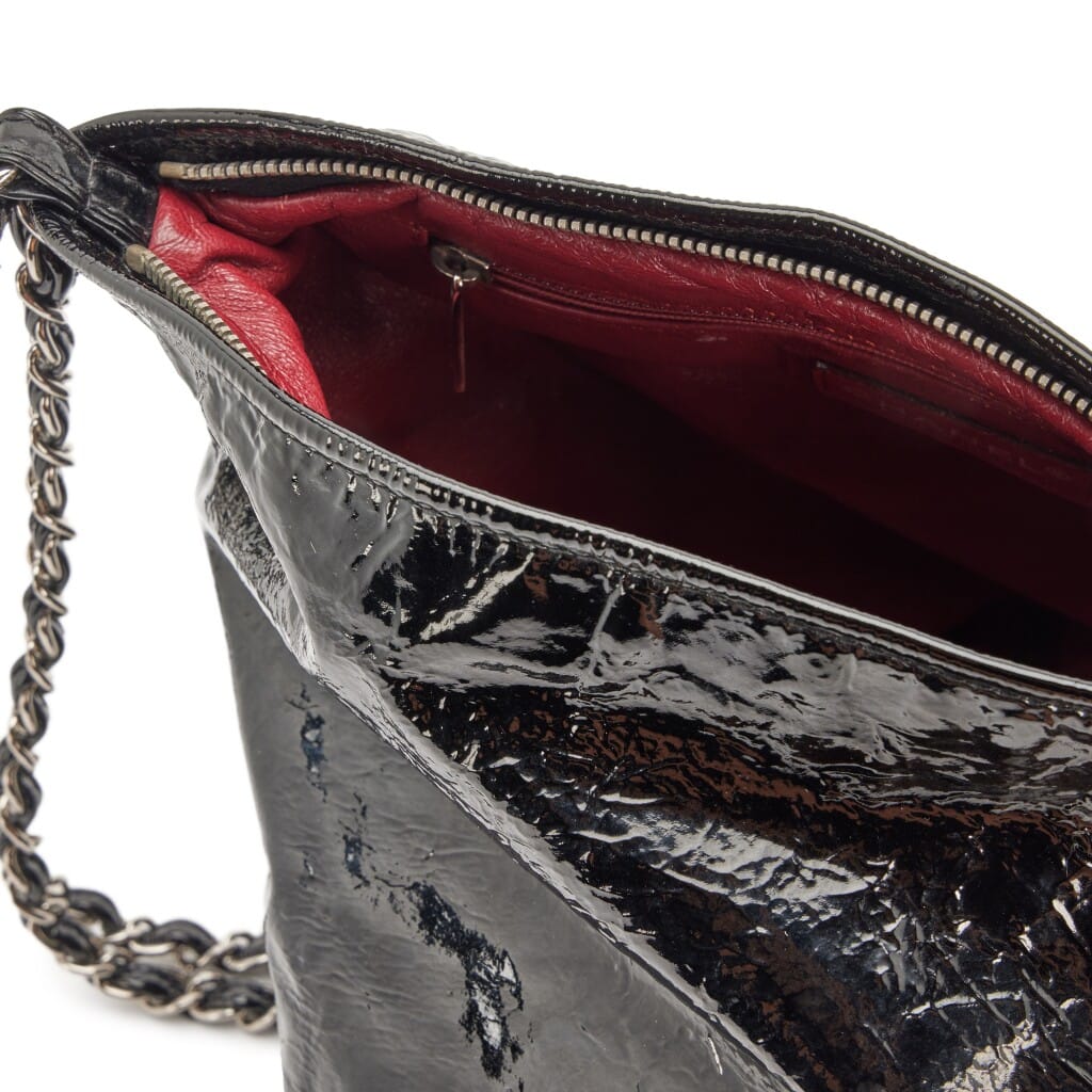 Black Patent Leather Bon Bon Pyramid Clutch Silver Hardware, 2008-2009