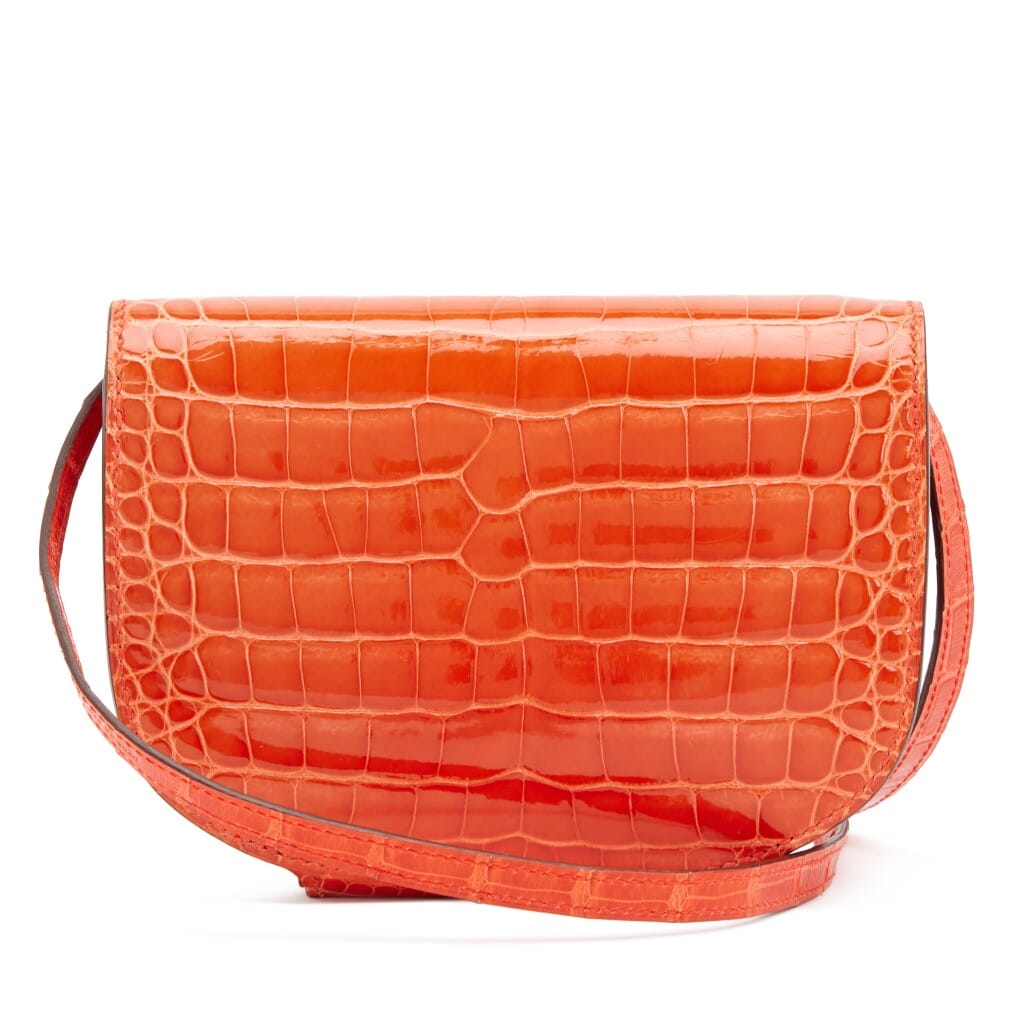 Rouge Indien Shiny Alligator Mini Convoyeur Bag Gold Hardware, 2017