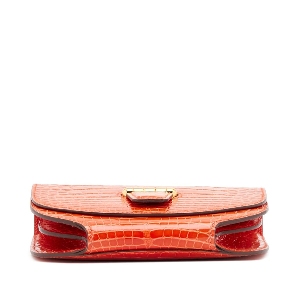 Rouge Indien Shiny Alligator Mini Convoyeur Bag Gold Hardware, 2017