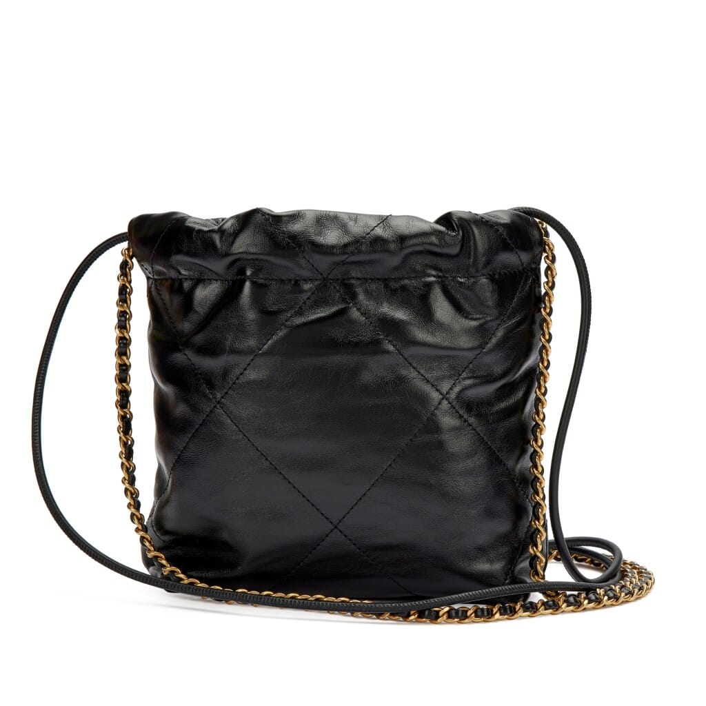 Black Quilted Calfskin Mini 22 Bag Brushed Gold Hardware