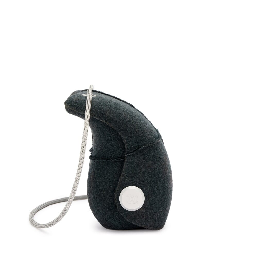 Grey Felt Millennium Shoulder Bag Brushed Silver Hardware, 1997-1999