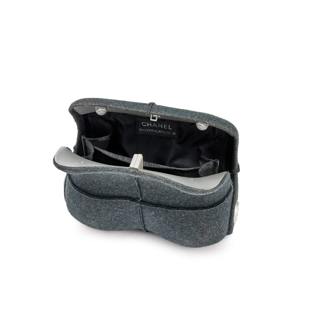 Grey Felt Millennium Shoulder Bag Brushed Silver Hardware, 1997-1999
