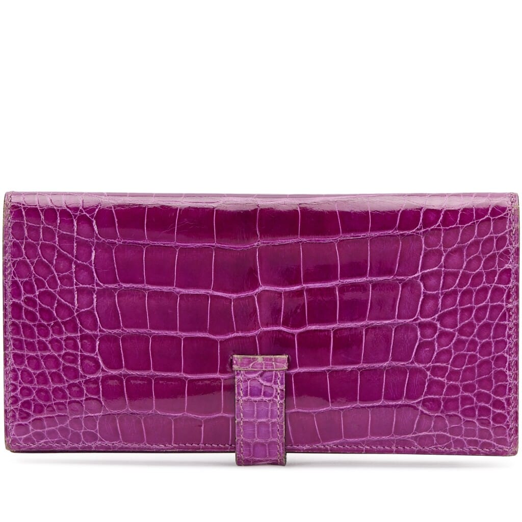 Violet Shiny Alligator Bearn Wallet Palladium Hardware, 2006