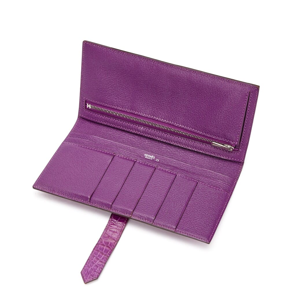 Violet Shiny Alligator Bearn Wallet Palladium Hardware, 2006