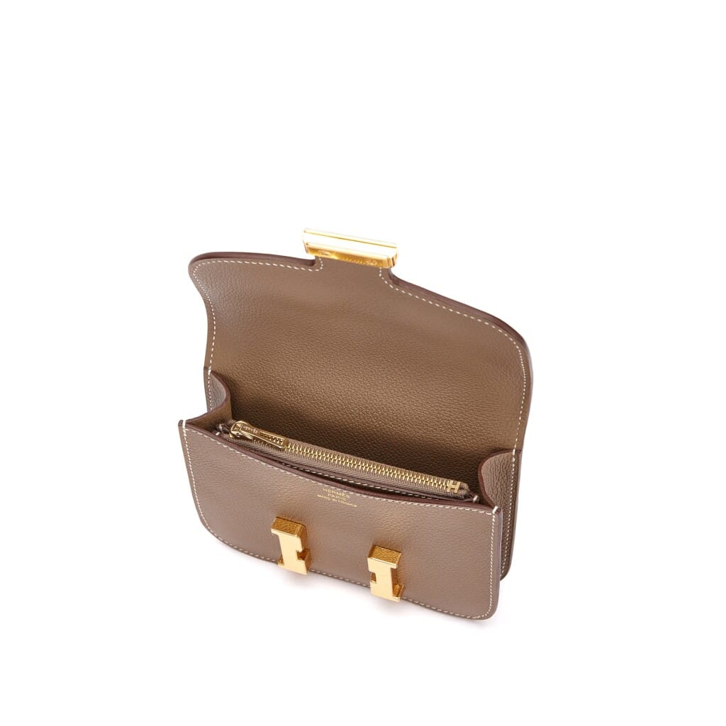 Etoupe Evercolor Constance Slim Wallet Gold Hardware, 2023