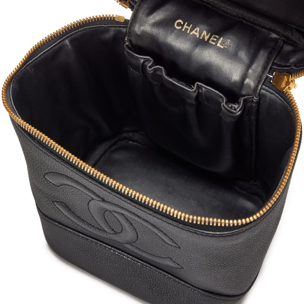 Black Caviar CC Tall Timeless Cosmetic Case Gold Hardware, 2000-2002