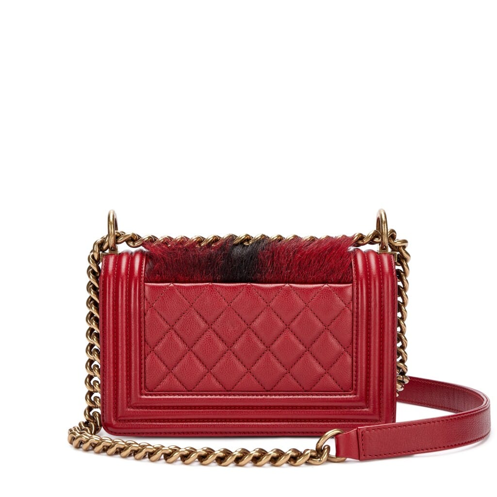 Red Quilted Calfskin and Horsehair Small Boy Bag Aged Gold Hardware, 2015-16