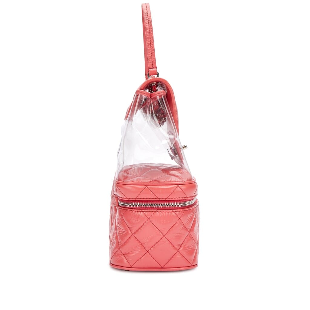 Pink Quilted Calfskin and PVC Bag with Chain Silver Hardware, 2018