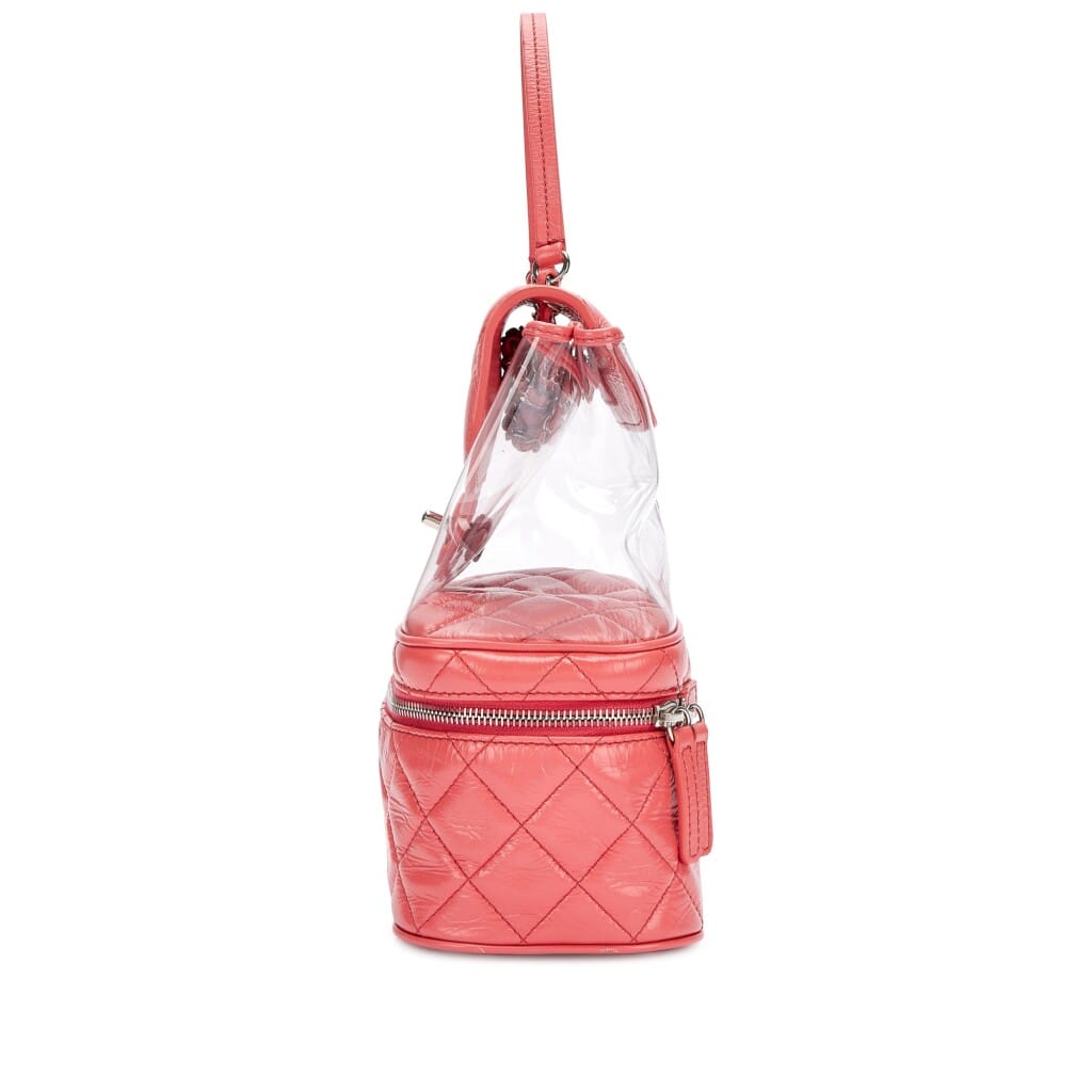 Pink Quilted Calfskin and PVC Bag with Chain Silver Hardware, 2018