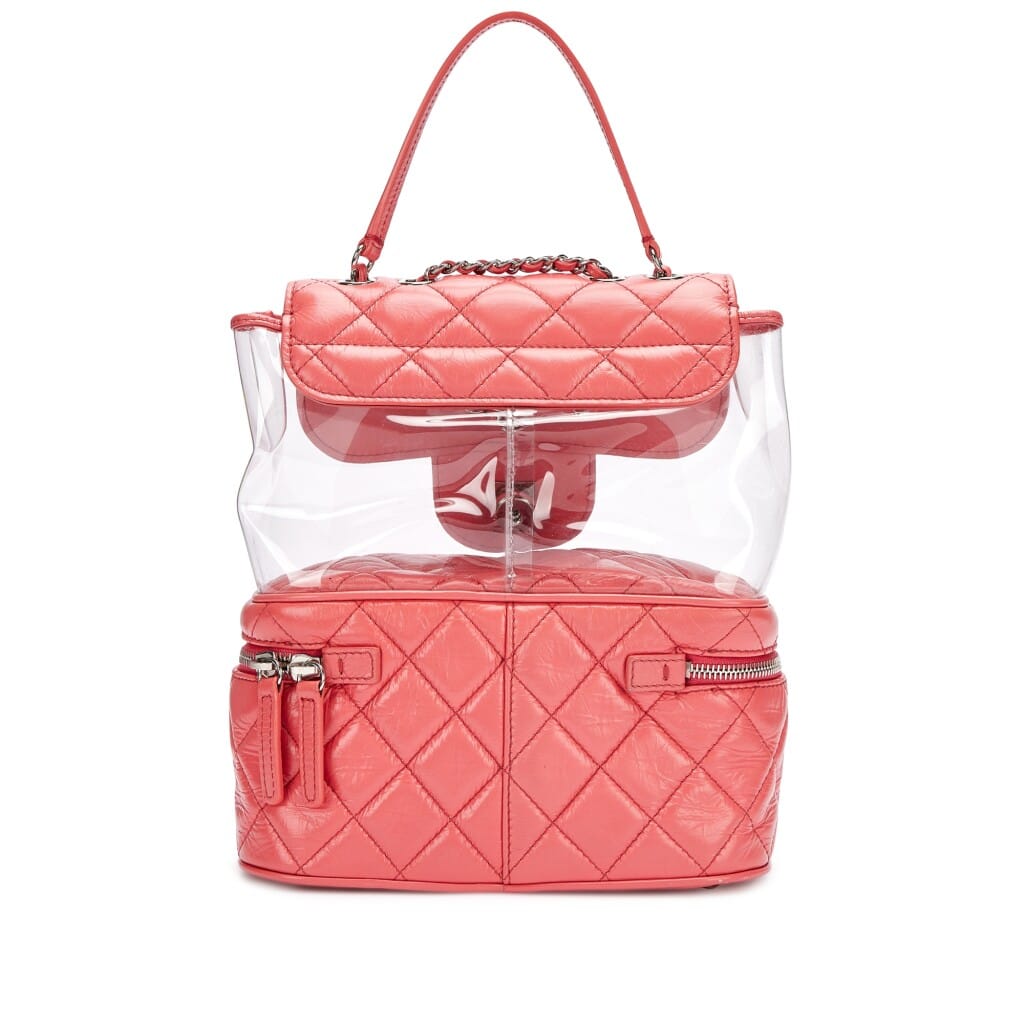 Pink Quilted Calfskin and PVC Bag with Chain Silver Hardware, 2018