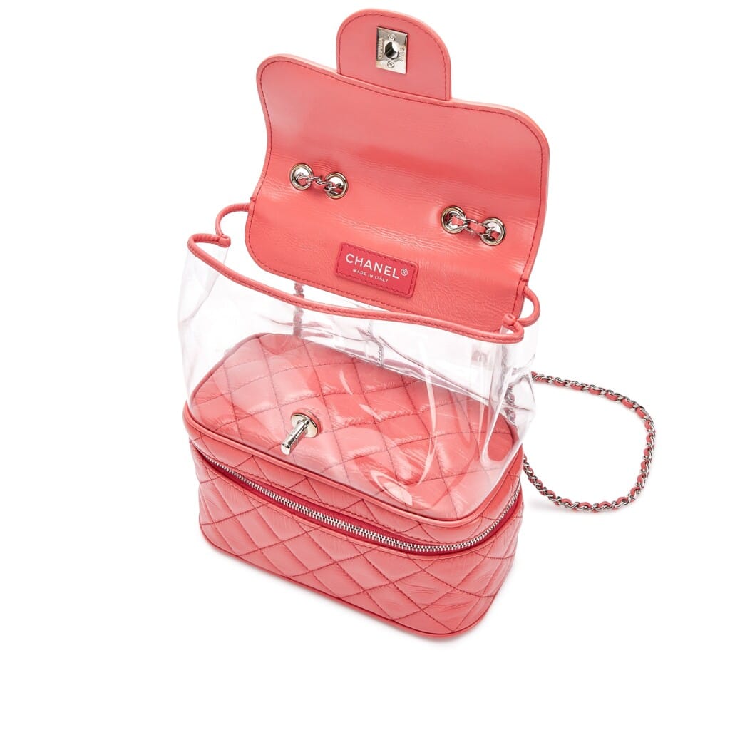 Pink Quilted Calfskin and PVC Bag with Chain Silver Hardware, 2018