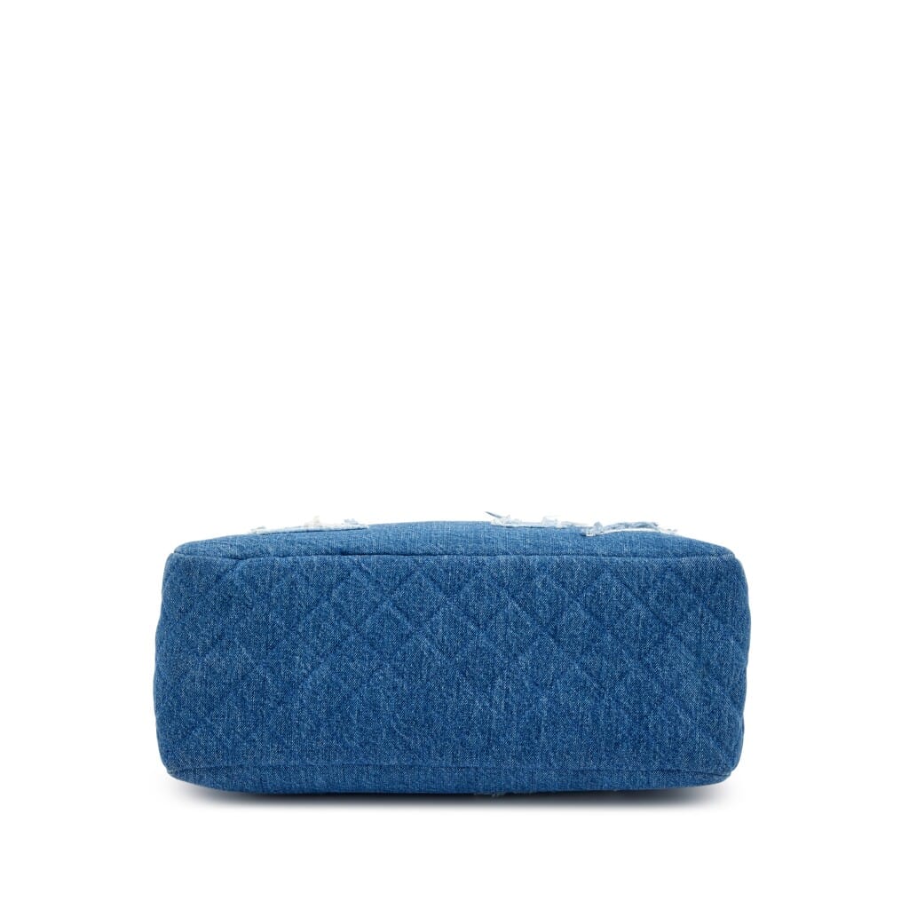 Blue Denim, White Shearling Paris-New York Hieroglyph Coco Tote Gold Hardware, 2019