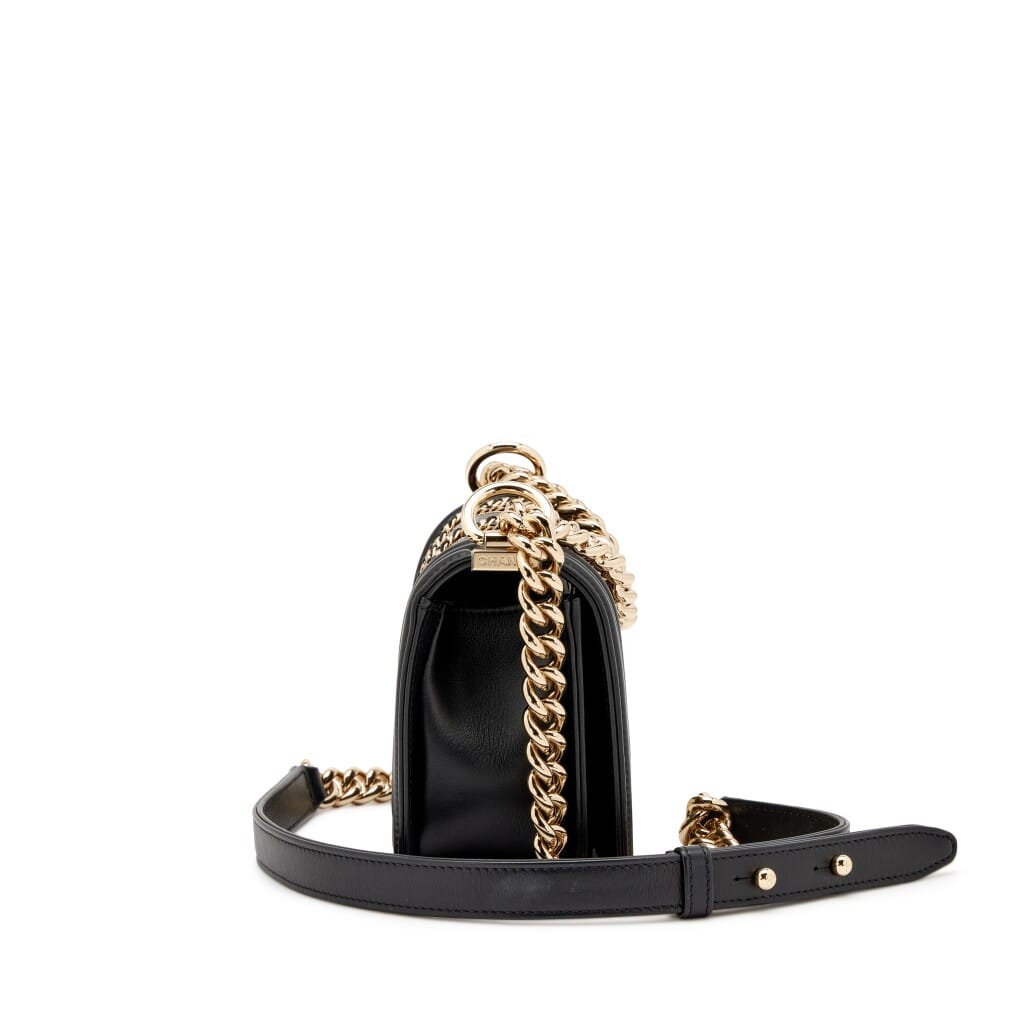 Black Chain Quilted Lambskin Small Boy Flap Bag Gold Hardware, 2022